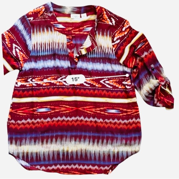 Cato casual pullover top M multicolor long sleeves round neck abstract print - Picture 7 of 13